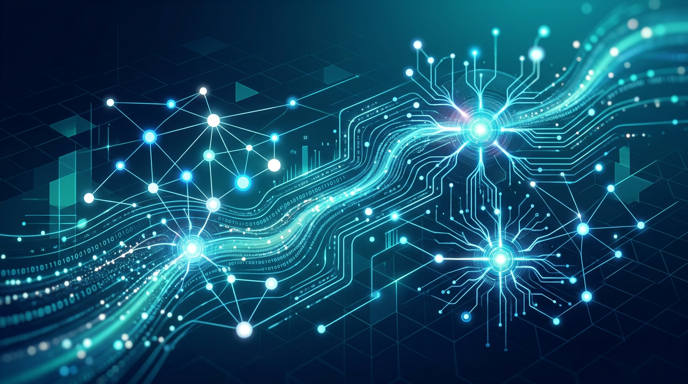 Abstract digital art representing AI agents on a data-native platform
